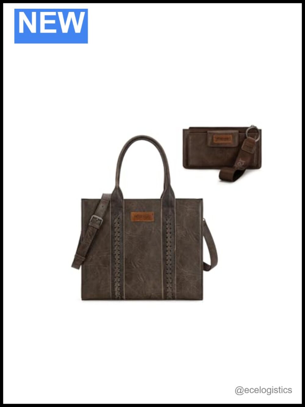 Large Tote Bag with Wristlet Wallet, Anti-Theft Zip, Fits Laptop